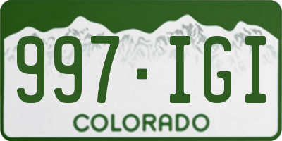 CO license plate 997IGI