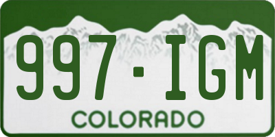 CO license plate 997IGM