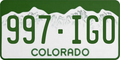 CO license plate 997IGO