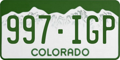 CO license plate 997IGP