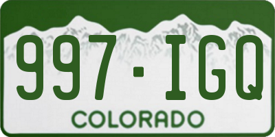 CO license plate 997IGQ