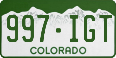 CO license plate 997IGT