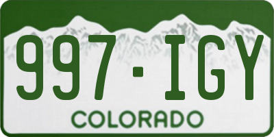 CO license plate 997IGY