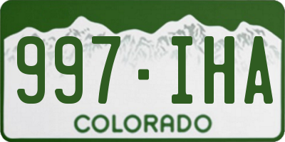 CO license plate 997IHA