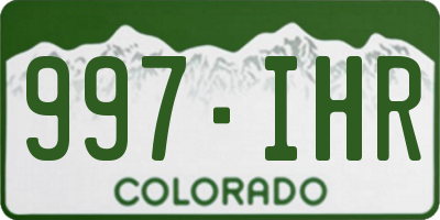 CO license plate 997IHR