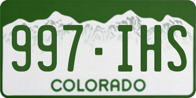 CO license plate 997IHS