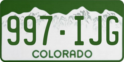 CO license plate 997IJG