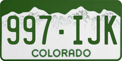 CO license plate 997IJK