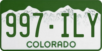 CO license plate 997ILY