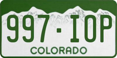 CO license plate 997IOP