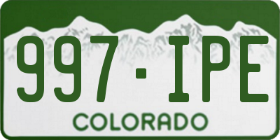 CO license plate 997IPE