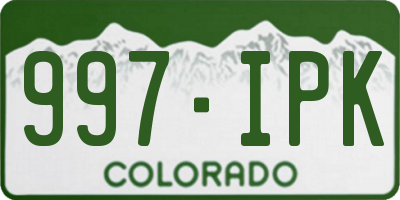 CO license plate 997IPK