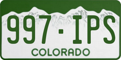 CO license plate 997IPS