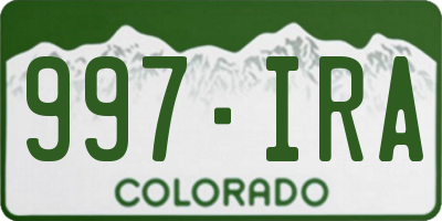CO license plate 997IRA