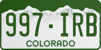 CO license plate 997IRB