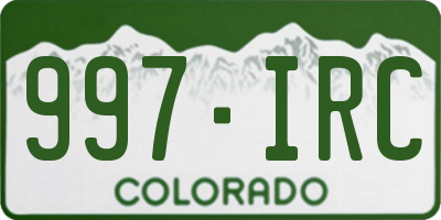 CO license plate 997IRC