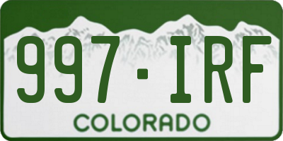 CO license plate 997IRF