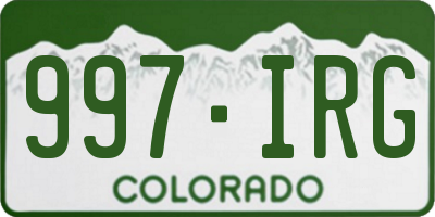 CO license plate 997IRG