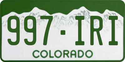 CO license plate 997IRI
