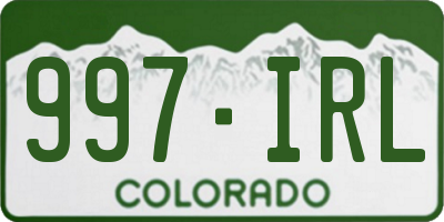 CO license plate 997IRL