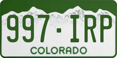 CO license plate 997IRP