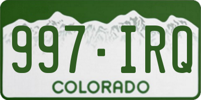 CO license plate 997IRQ