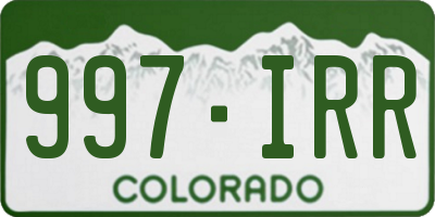 CO license plate 997IRR