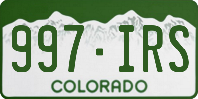 CO license plate 997IRS