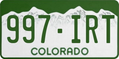 CO license plate 997IRT