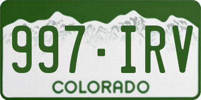 CO license plate 997IRV