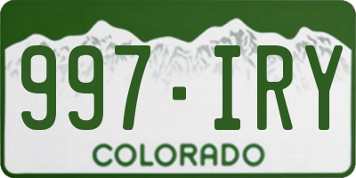 CO license plate 997IRY