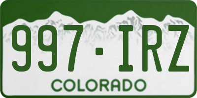 CO license plate 997IRZ