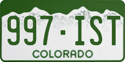 CO license plate 997IST