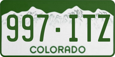 CO license plate 997ITZ