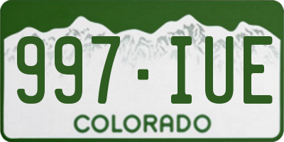 CO license plate 997IUE