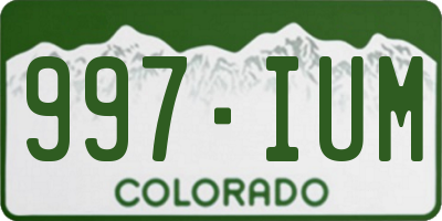 CO license plate 997IUM