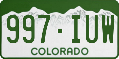 CO license plate 997IUW