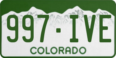 CO license plate 997IVE