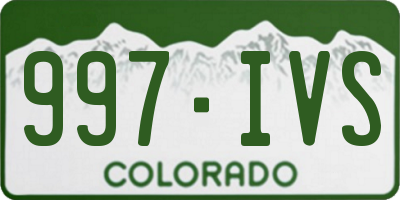 CO license plate 997IVS