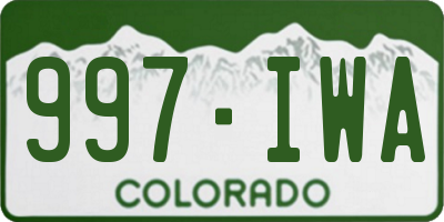 CO license plate 997IWA