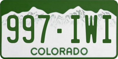 CO license plate 997IWI