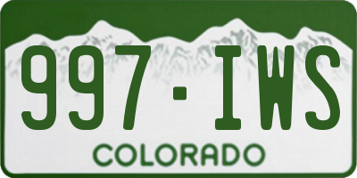 CO license plate 997IWS