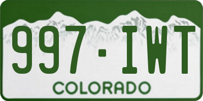 CO license plate 997IWT
