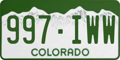 CO license plate 997IWW