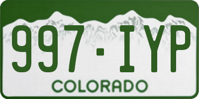 CO license plate 997IYP