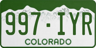 CO license plate 997IYR