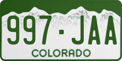 CO license plate 997JAA