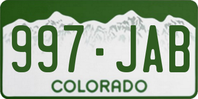 CO license plate 997JAB