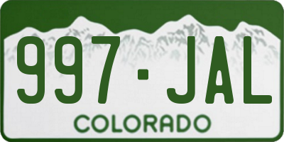 CO license plate 997JAL