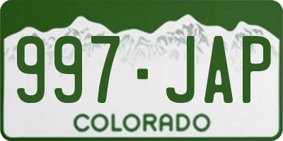 CO license plate 997JAP